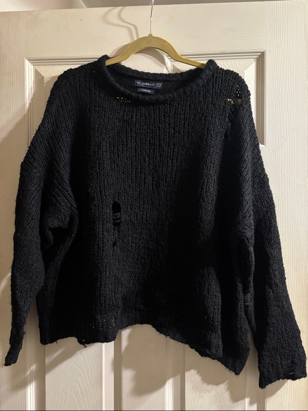 Zara black distressed sweater with holes